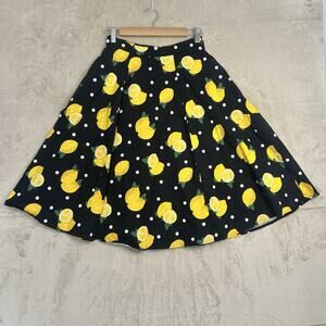 Collectif Women's Small Matilda Lemon Print Swing Skirt Flare‎